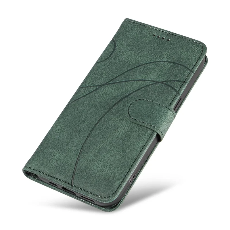For Sony Xperia 5 V Leather Case Imprinted Line Case with Wallet Stand - Green