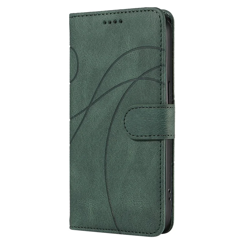 For Sony Xperia 5 V Leather Case Imprinted Line Case with Wallet Stand - Green