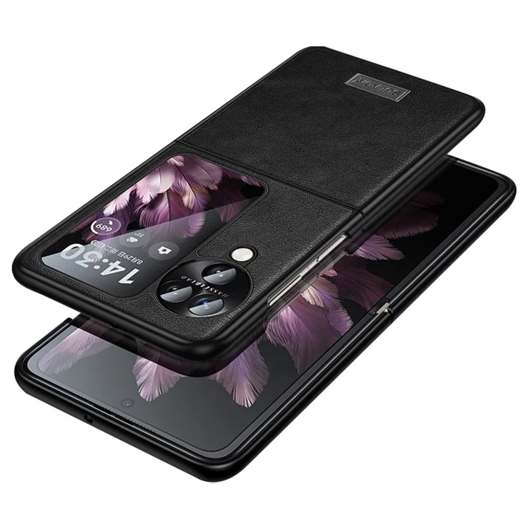 SULADA Per Oppo Find N3 Flip 5G Custodia in Pelle PU+TPU+PC Pieghevole Cover per Telefono - Nero