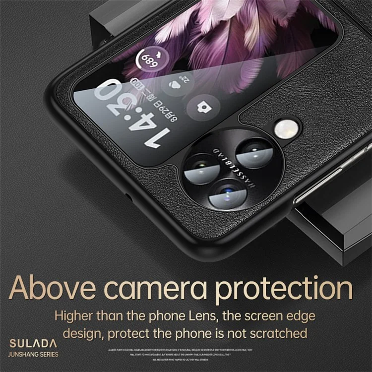SULADA Per Oppo Find N3 Flip 5G Custodia in Pelle PU+TPU+PC Pieghevole Cover per Telefono - Nero