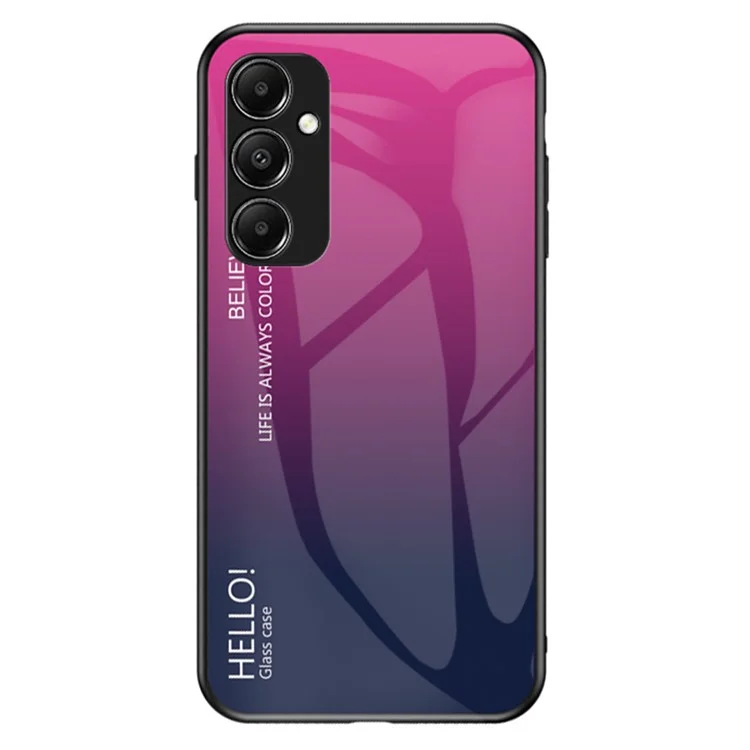 For Samsung Galaxy A05s 4G Case Tempered Glass+PC+TPU Gradient Anti-fall Phone Cover - Gradient Rose