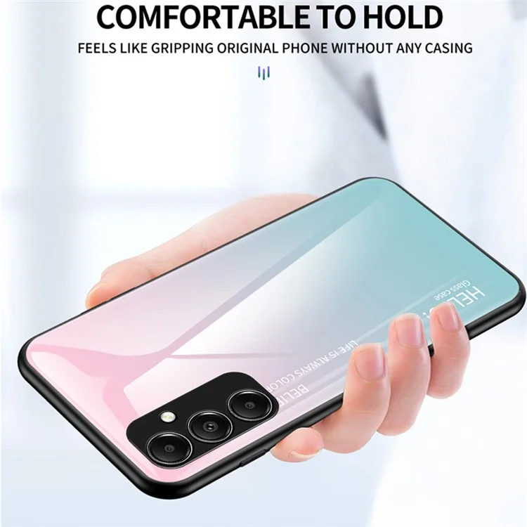 For Samsung Galaxy A05s 4G Case Tempered Glass+PC+TPU Gradient Anti-fall Phone Cover - Gradient Rose