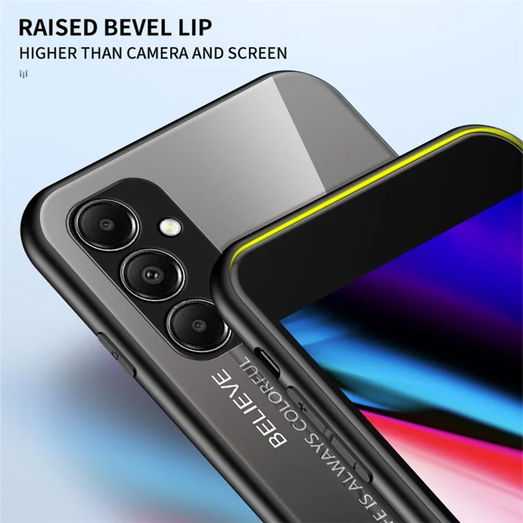 For Samsung Galaxy A05s 4G Case Tempered Glass+PC+TPU Gradient Anti-fall Phone Cover - Gradient Rose