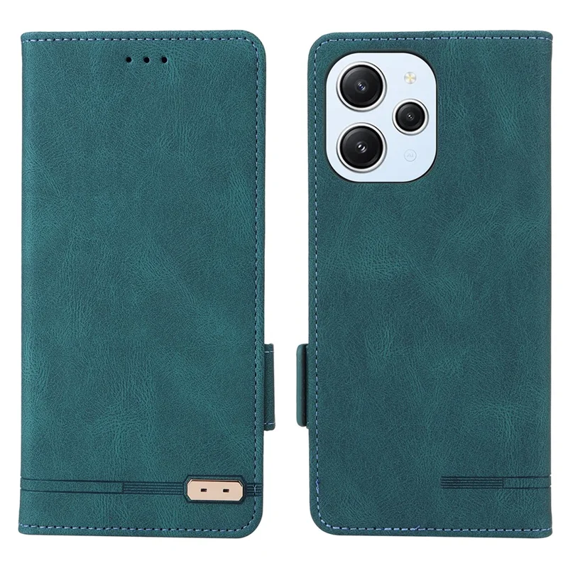 Чехол для Xiaomi Redmi 12 4G / 5G (Global) с декоративной фурнитурой, из искусственной кожи PU, с отделением для денег и карт - Синий