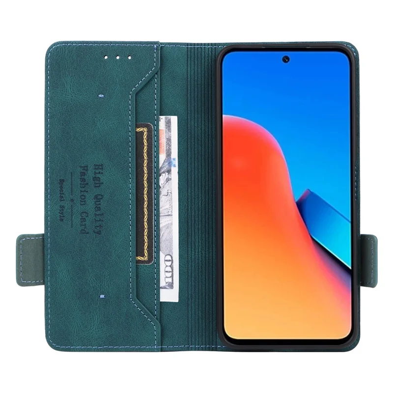 Чехол для Xiaomi Redmi 12 4G / 5G (Global) с декоративной фурнитурой, из искусственной кожи PU, с отделением для денег и карт - Синий