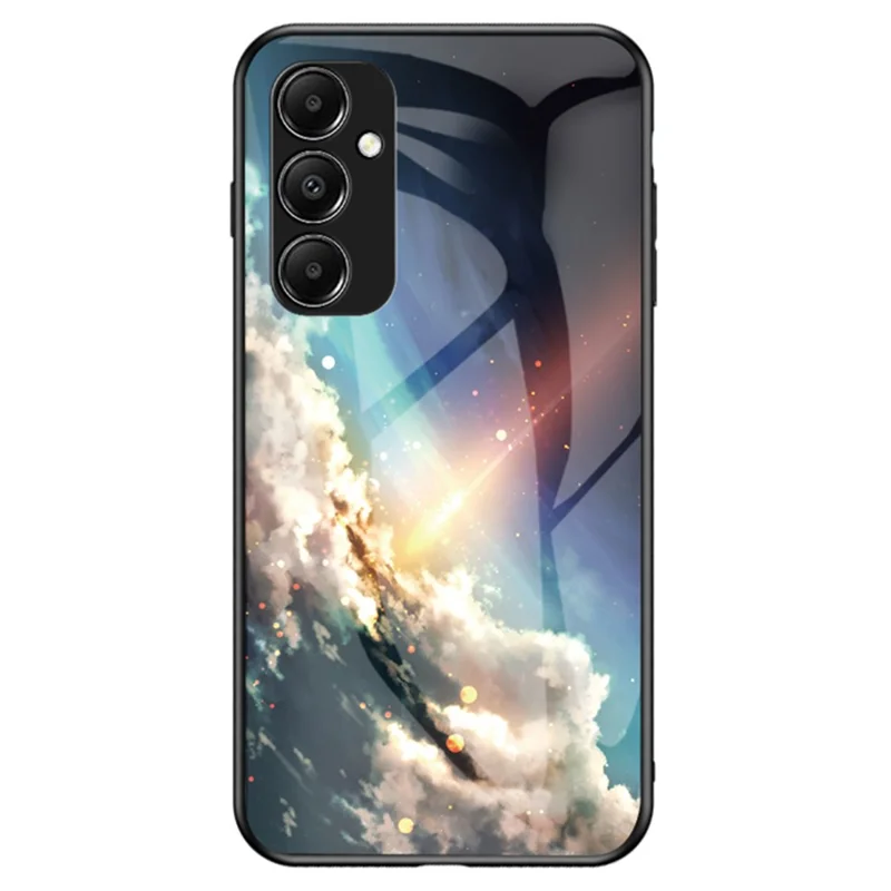 For Samsung Galaxy A05s 4G Case Starry Sky Pattern Tempered Glass+PC+TPU Anti-drop Phone Cover - Bright Starry Sky