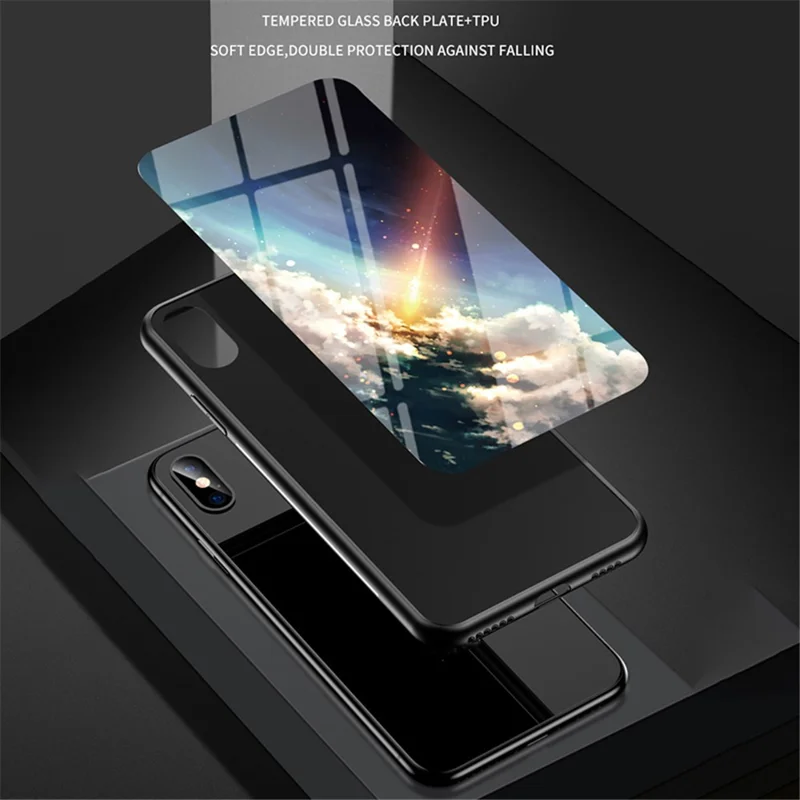For Samsung Galaxy A05s 4G Case Starry Sky Pattern Tempered Glass+PC+TPU Anti-drop Phone Cover - Bright Starry Sky