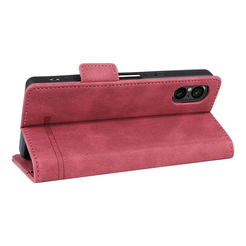 Para Sony Xperia 5 V Case Hardware Decor PU Leather Stand Phone Cover - Rose