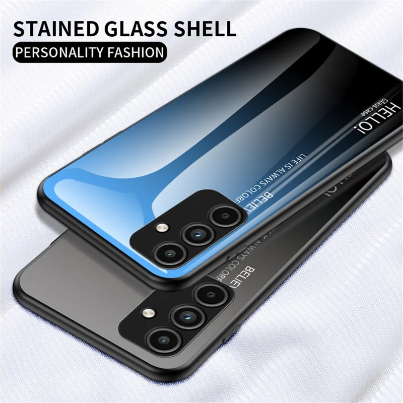 For Samsung Galaxy A15 4G Phone Case Tempered Glass+PC+TPU Cover - Black