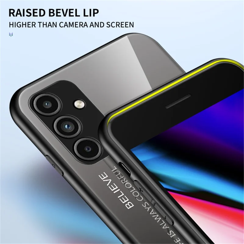 For Samsung Galaxy A15 4G Phone Case Tempered Glass+PC+TPU Cover - Gradient Red Black