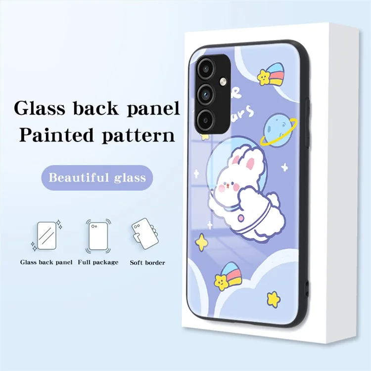 Per Samsung Galaxy A15 4G Case Pattern Printing Tempered Glass Back Cover - Angel Cat