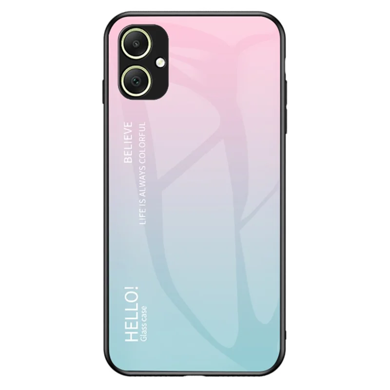 Pour Samsung Galaxy A05 4G Case Drop Proof Tempered Glass+PC+TPU Gradient Phone Cover - Gradient Pink Blue