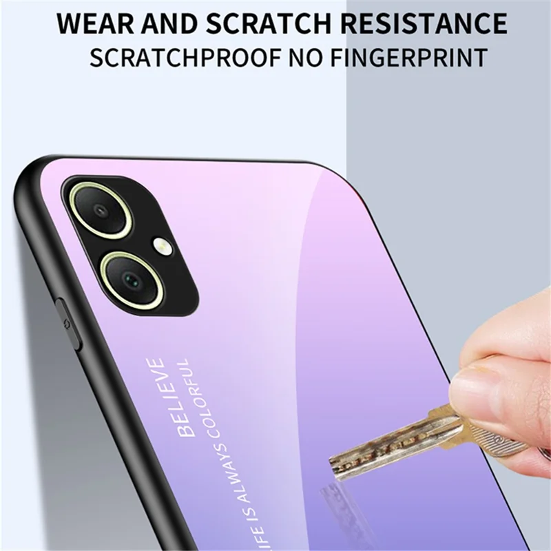 Чехол для Samsung Galaxy A05 4G, ударопрочный, с закаленным стеклом + ПК + ТПУ, градиентная телефонная крышка - градиент розовый