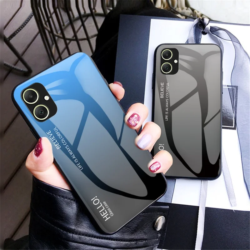 Чехол для Samsung Galaxy A05 4G, ударопрочный, с закаленным стеклом + ПК + ТПУ, градиентная телефонная крышка - градиент розовый