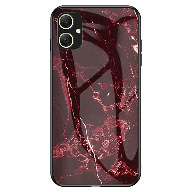 For Samsung Galaxy A05 4G Cover Marble Pattern Tempered Glass+PC+TPU Anti-scratch Shell - Blood Red Marble