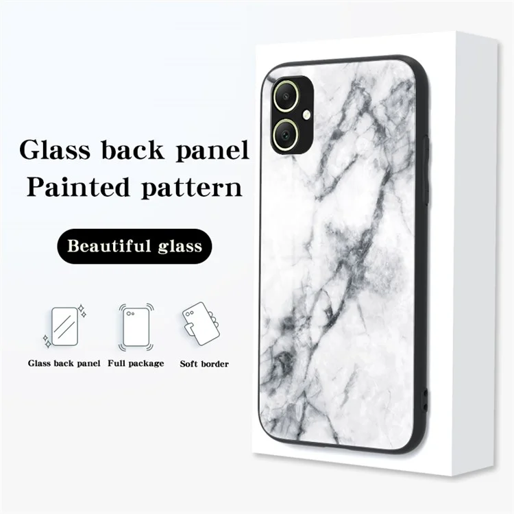 For Samsung Galaxy A05 4G Cover Marble Pattern Tempered Glass+PC+TPU Anti-scratch Shell - Blood Red Marble