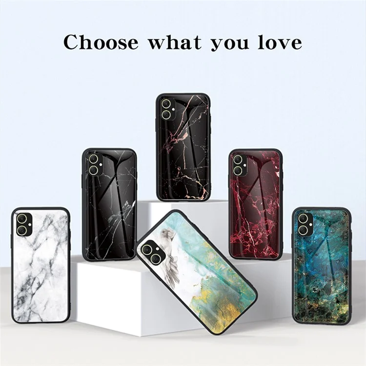 For Samsung Galaxy A05 4G Cover Marble Pattern Tempered Glass+PC+TPU Anti-scratch Shell - Blood Red Marble