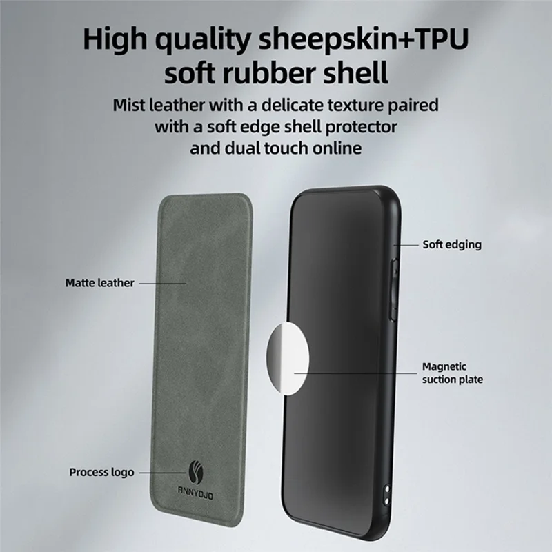 ANNYOJO Für iPhone 15 Pro Hülle Kratzfeste PU-Leder+PC+TPU Handyhülle - Kaffee