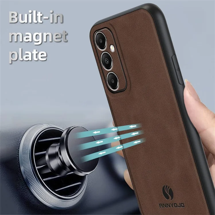ANNYOJO Para Samsung Galaxy A05s 4G Funda Carcasa Piel PU + PC + TPU Protectora Antigotas - Café