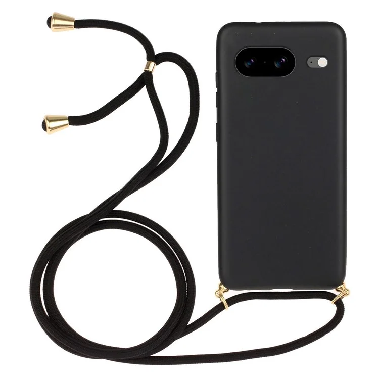 Pour étui Google Pixel 8 Biodégradable Paille de blé+TPU Housse de téléphone avec Lanière - Noir
