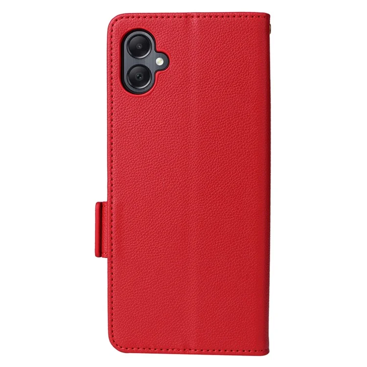 Pour Samsung Galaxy A05 4G Case Litchi Texture Cell Phone Leather Cover with Strap - Red