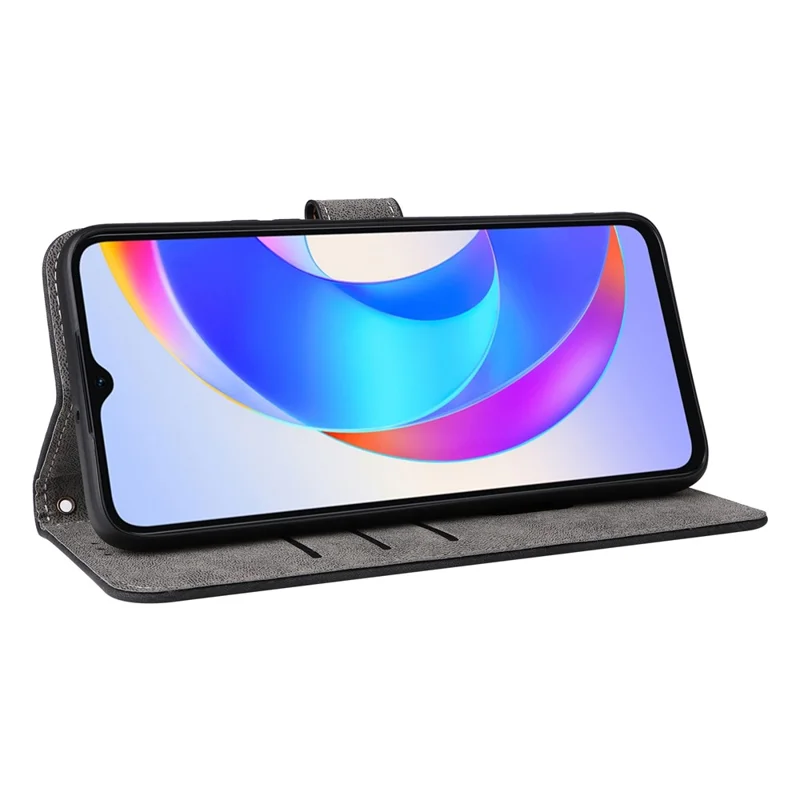 Pour Honor X5 Plus / Play 40C 5G Coque de style livre avec blocage RFID Portefeuille Housse de téléphone avec sangle - Noir