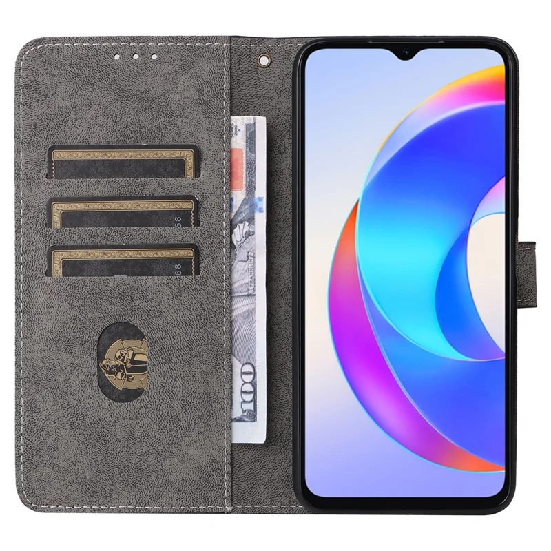 For Honor X5 Plus / Play 40C 5G Case Book Style RFID Blocking Wallet Phone Cover with Strap - Brown