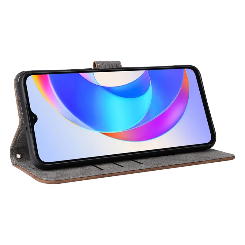 For Honor X5 Plus / Play 40C 5G Case Book Style RFID Blocking Wallet Phone Cover with Strap - Brown