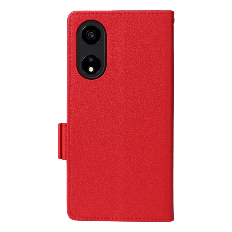 For Honor X5 Plus / Play 40C 5G Case Litchi Texture Flip Phone Shell Leather Cover with Strap - Red