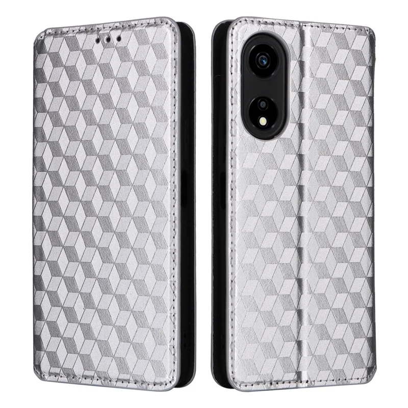 For Honor X5 Plus / Play 40C 5G Case Fully Wrapped PU Leather Stand Cover - Silver