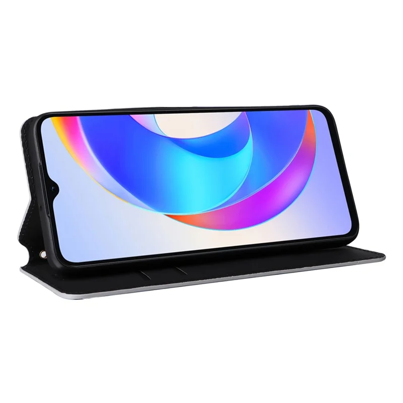 For Honor X5 Plus / Play 40C 5G Case Fully Wrapped PU Leather Stand Cover - Silver