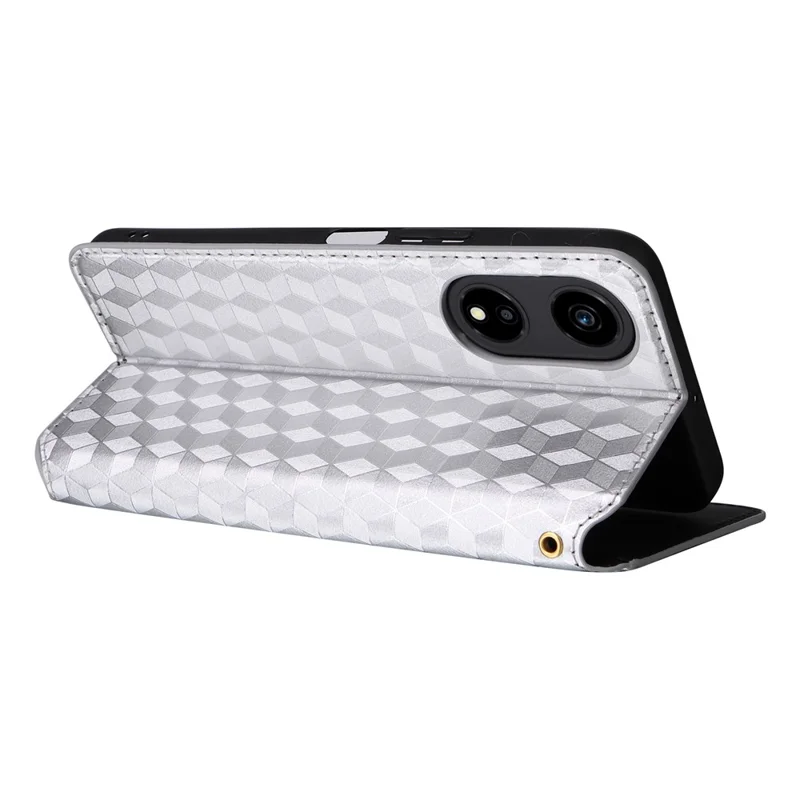 For Honor X5 Plus / Play 40C 5G Case Fully Wrapped PU Leather Stand Cover - Silver