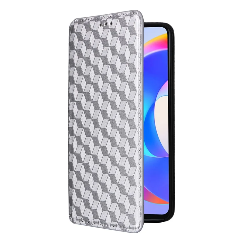 For Honor X5 Plus / Play 40C 5G Case Fully Wrapped PU Leather Stand Cover - Silver