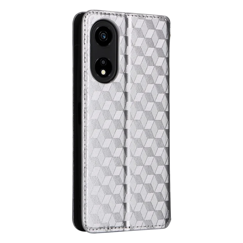 For Honor X5 Plus / Play 40C 5G Case Fully Wrapped PU Leather Stand Cover - Silver