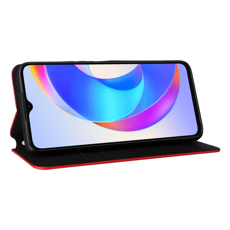 For Honor X5 Plus / Play 40C 5G Case Fully Wrapped PU Leather Stand Cover - Red