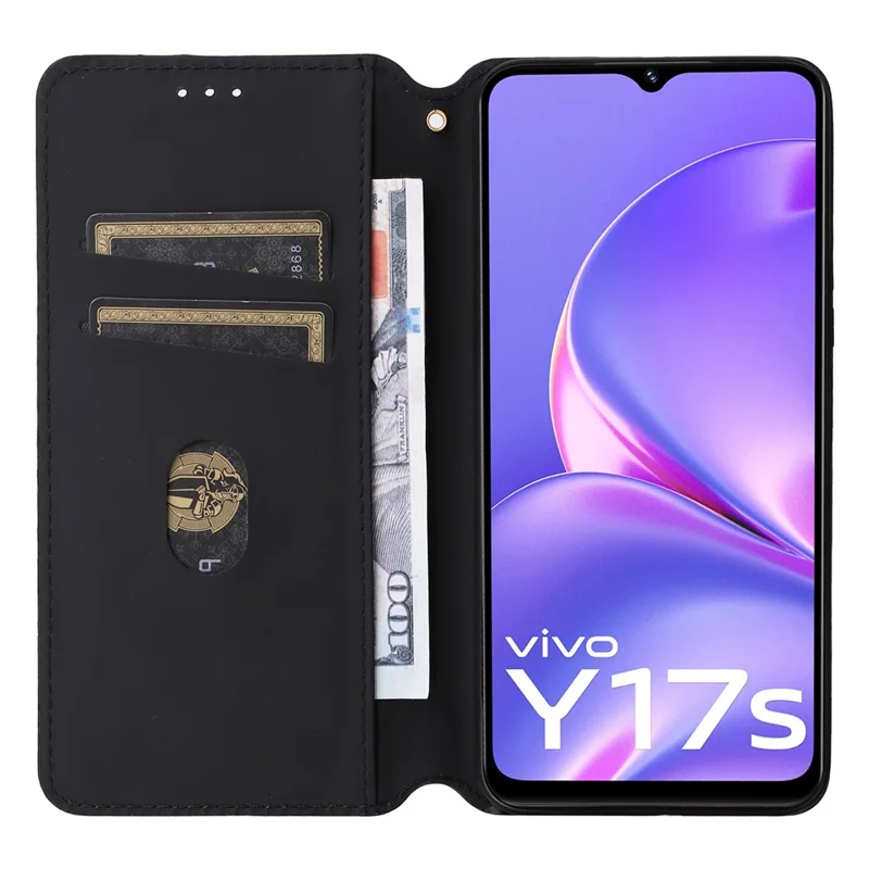 For vivo Y17s 4G / Y28 5G / Y33t (2023) V2317A Case Drop Resistant PU Leather Stand Cover - Silver