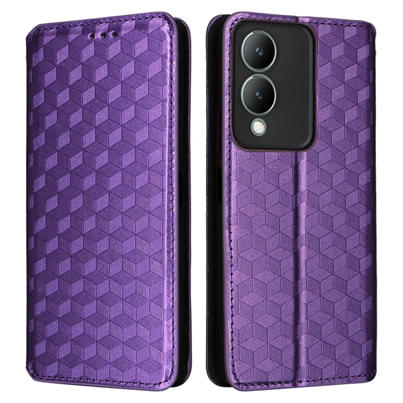 For vivo Y17s 4G / Y28 5G / Y33t (2023) V2317A Case Drop Resistant PU Leather Stand Cover - Purple