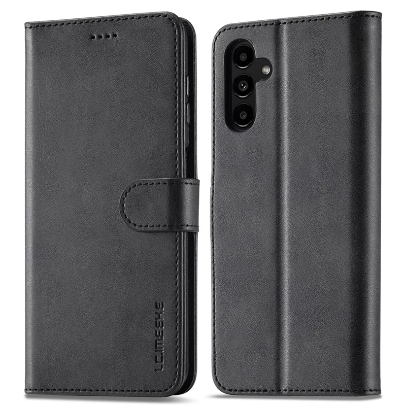 LC.IMEEKE Para Samsung Galaxy A05s 4G Caso Carteira de Couro Textura de Bezerro Capa de Telefone - Preto