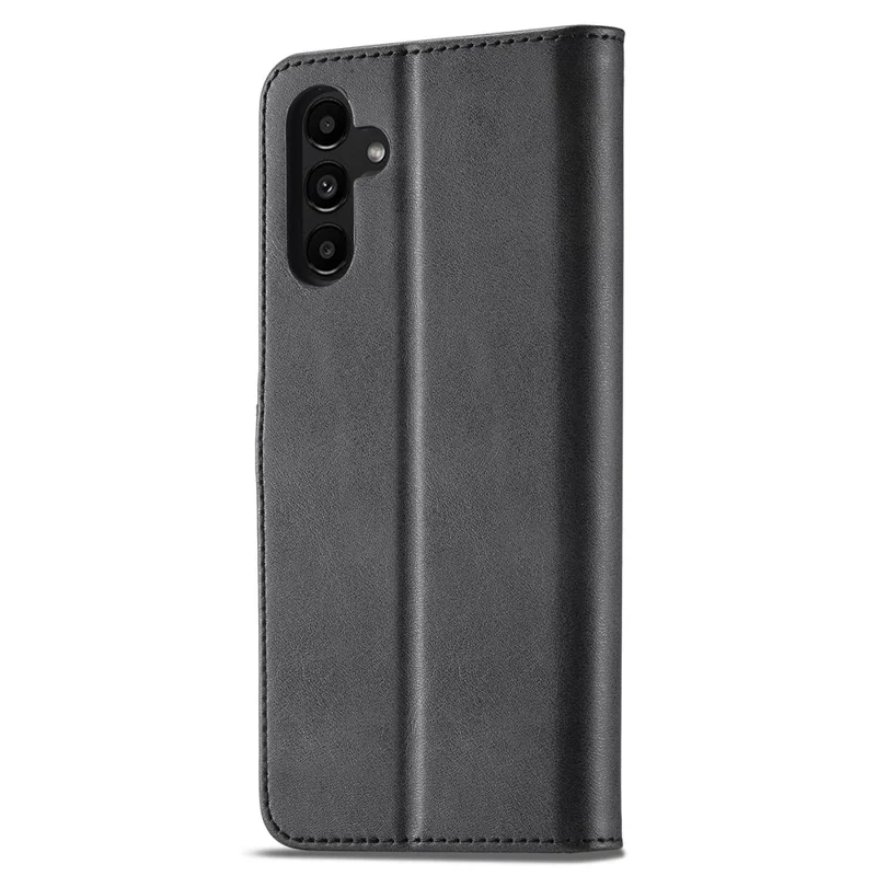 LC.IMEEKE Para Samsung Galaxy A05s 4G Caso Carteira de Couro Textura de Bezerro Capa de Telefone - Preto
