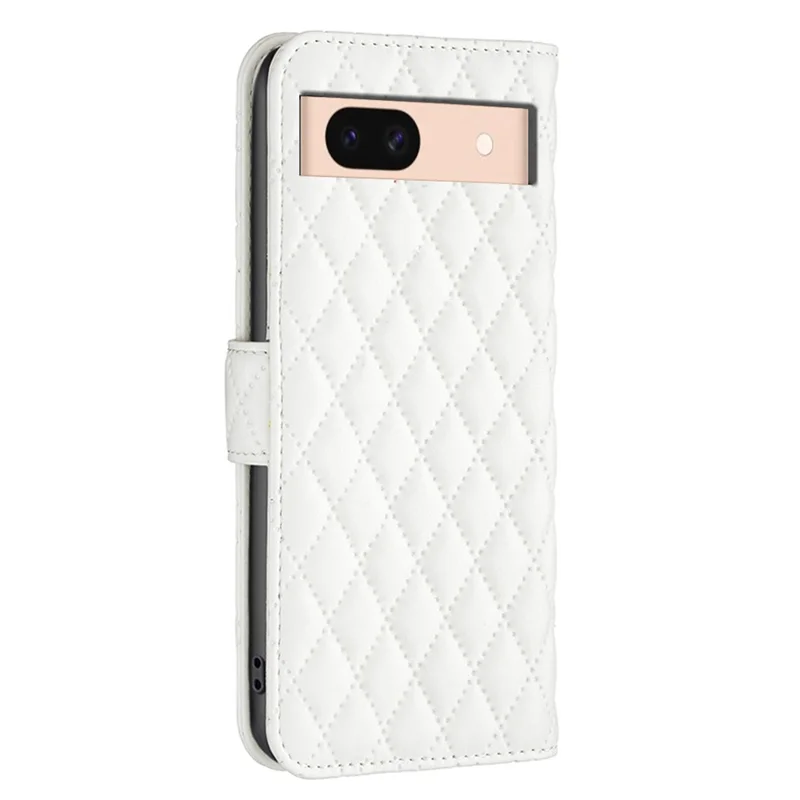 BINFEN COLOR BF Style-14 Para o Caso do Google Pixel 8a Carteira Stand Capa de Couro - Branco