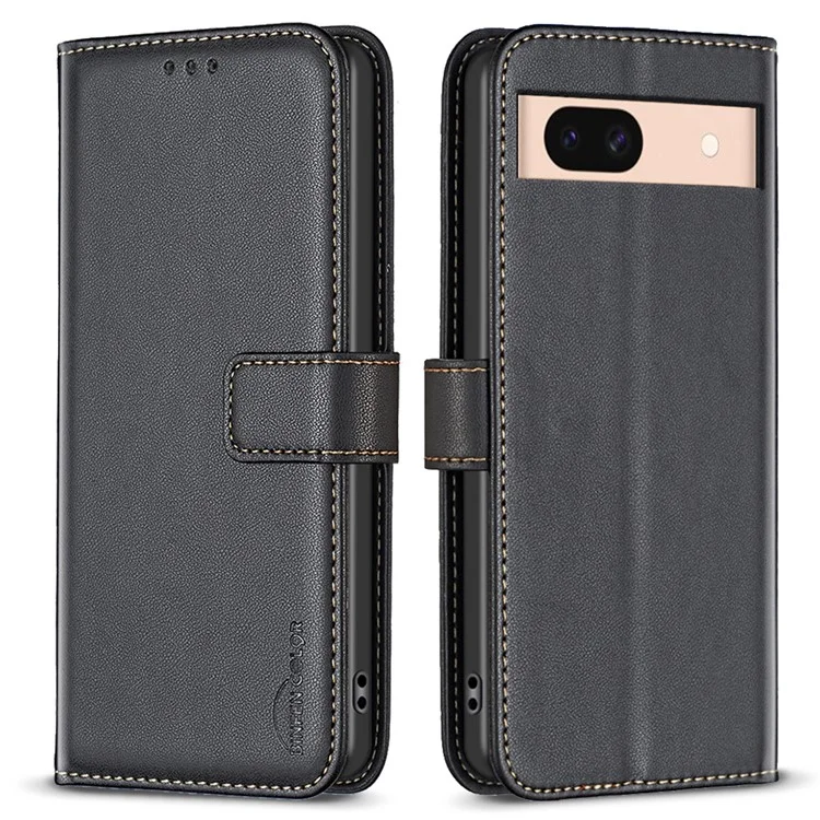 BINFEN COLOR BF17 For Google Pixel 8a Case Stand Leather Wallet Cover - Black