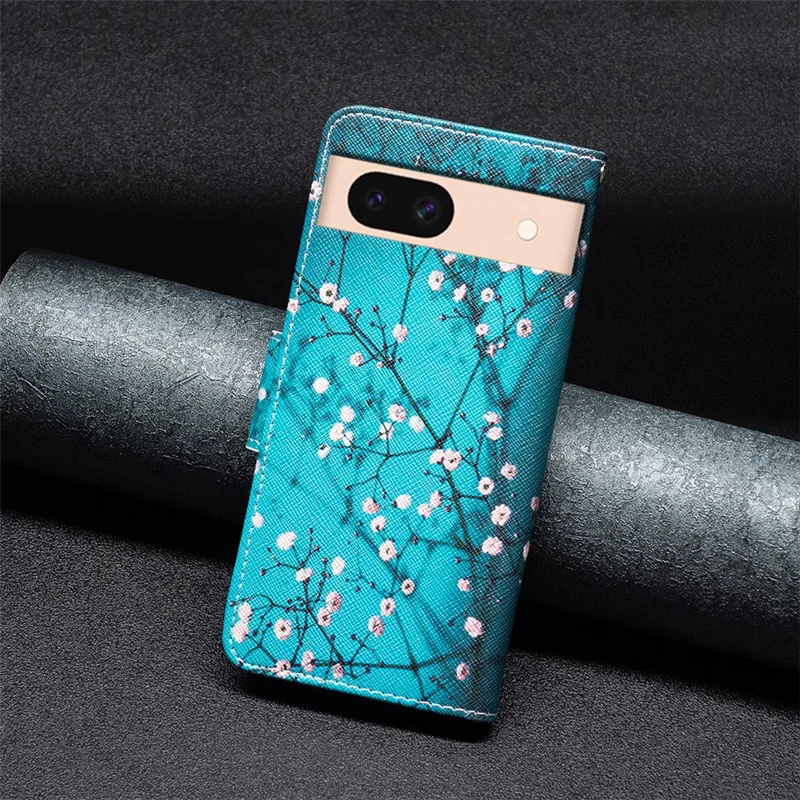 For Google Pixel 8a Case Pattern Printing Wallet Leather Phone Cover - Plum Blossom