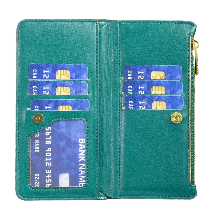 BINFEN COLOR BF Style-15 Para Google Pixel 8a Funda Cartera de Cremallera de Piel con Soporte - Verde