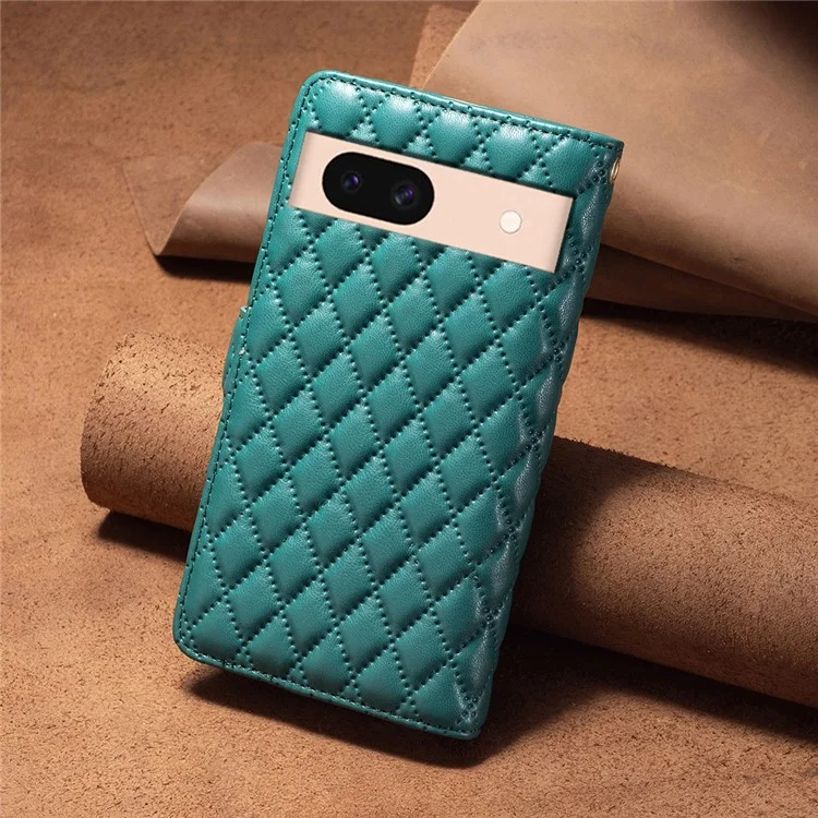 BINFEN COLOR BF Style-15 Para Google Pixel 8a Funda Cartera de Cremallera de Piel con Soporte - Verde