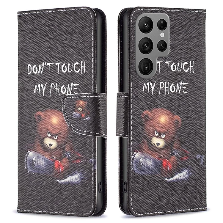 For Samsung Galaxy S24 Ultra Case Wallet Pattern Printing Phone Cover - Bear