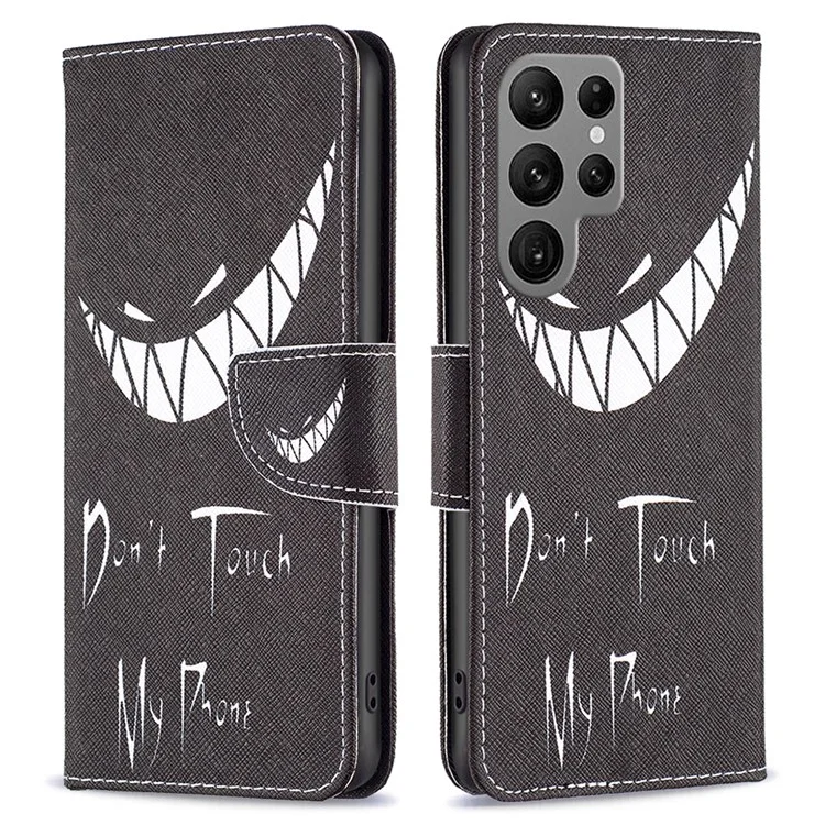 Für Samsung Galaxy S24 Ultra Case Wallet Muster Druck Handyhülle - Fass mein Handy nicht an