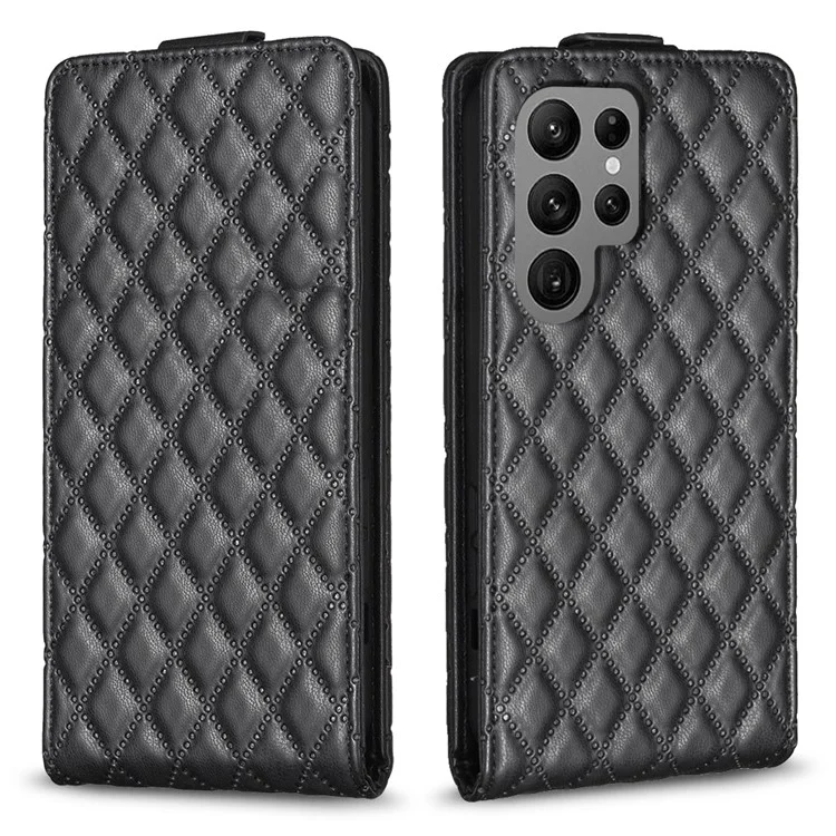 BF30 para Samsung Galaxy S24 Ultra Caja Vertical Flip Cover de teléfono con soporte para tarjetas - Negro