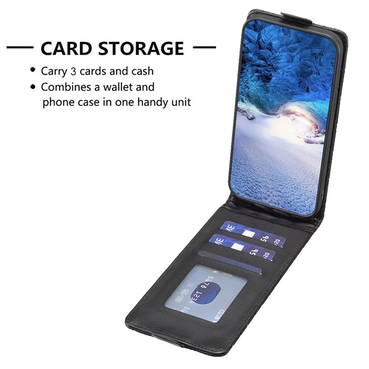 BF30 para Samsung Galaxy S24 Ultra Caja Vertical Flip Cover de teléfono con soporte para tarjetas - Negro