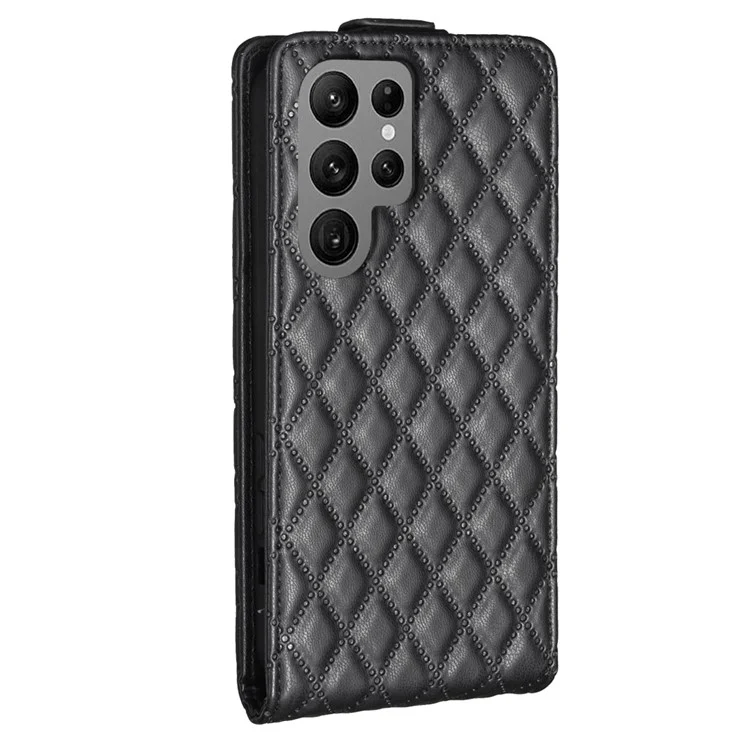 BF30 para Samsung Galaxy S24 Ultra Caja Vertical Flip Cover de teléfono con soporte para tarjetas - Negro