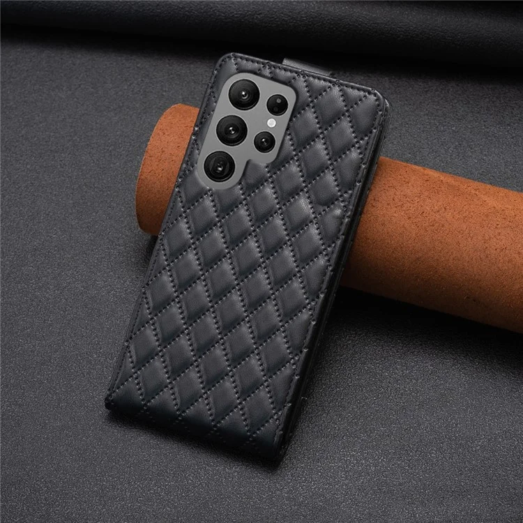 BF30 para Samsung Galaxy S24 Ultra Caja Vertical Flip Cover de teléfono con soporte para tarjetas - Negro
